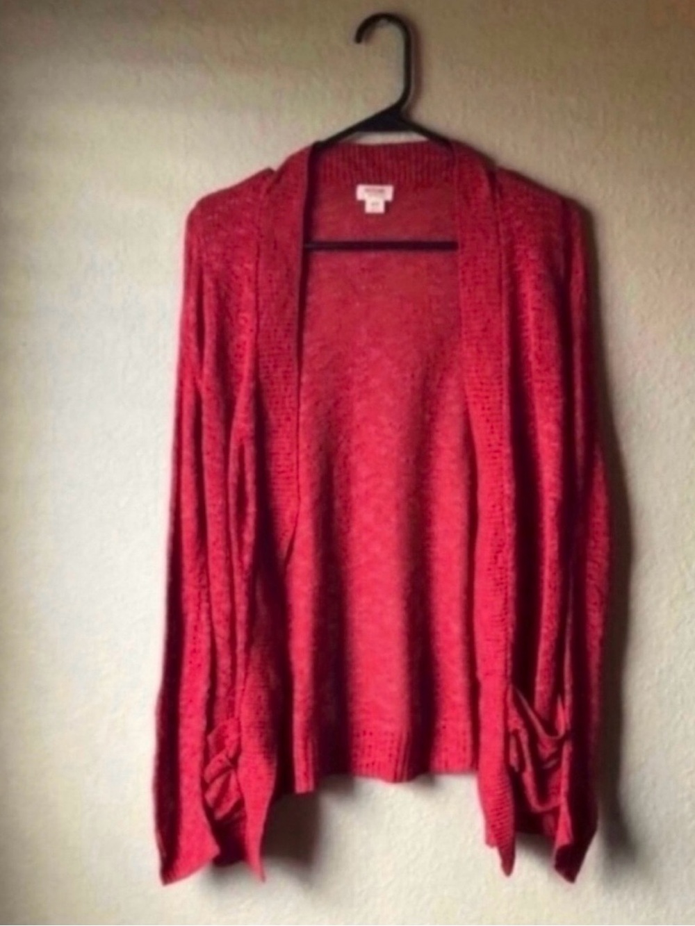 Mossimo Sweater Women’s Y2K Red Open Cardigan Casual Long Sleeve Juniors Medium